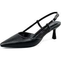 WAYDERNS Women's Slingback Pumps - Patent Bow Buckle Pointed Toe Stiletto Heels 2.5 Inch