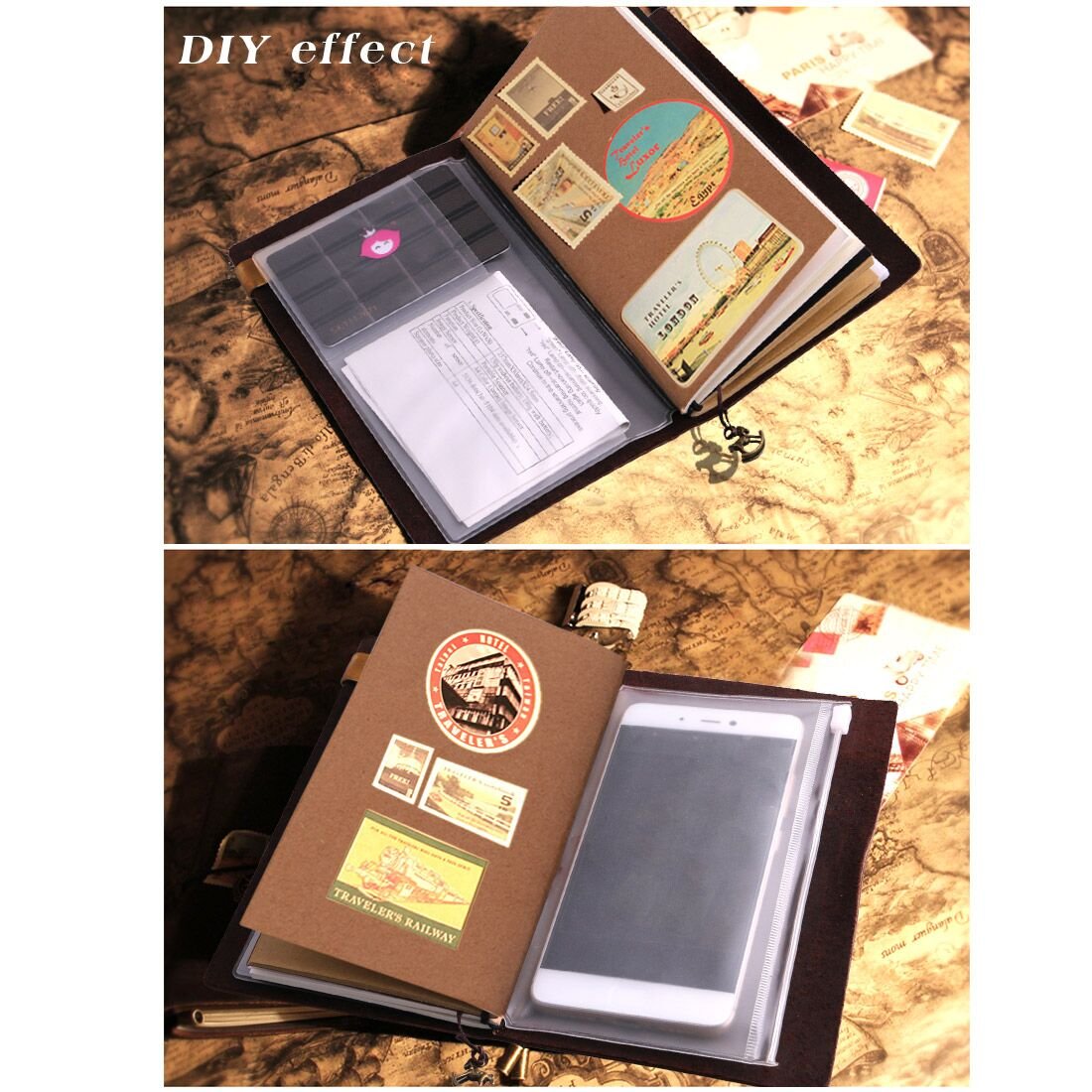 AYOUYA Leather Journal Writing Notebook Made of Classic Genuine Leather, Writing Journal Diary, Leather Bound Journal 7 x 4 x 0.7 Inches with Mini Pencil Case 6 x 1.5 Inches, Brown