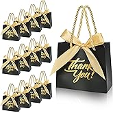 50Pack Small Thank You Bags with Handles, Party Favor Bags 5.5x2.3x4.7 Inches Small Pink Gift Bags with Handles, Mini Paper Candy Bags with Pink Ribbon for Wedding Baby Shower Birthday