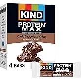 KIND Protein MAX Bars, Dark Chocolate Crisp, Gluten Free, Low Sugar, High Fiber Snacks, 20g Protein, 4 Count