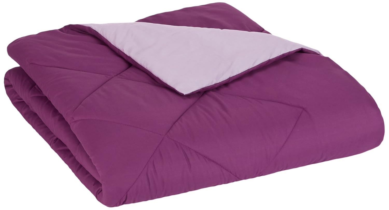 AmazonBasics Reversible Microfiber Comforter - Twin/ Twin XL, Plum