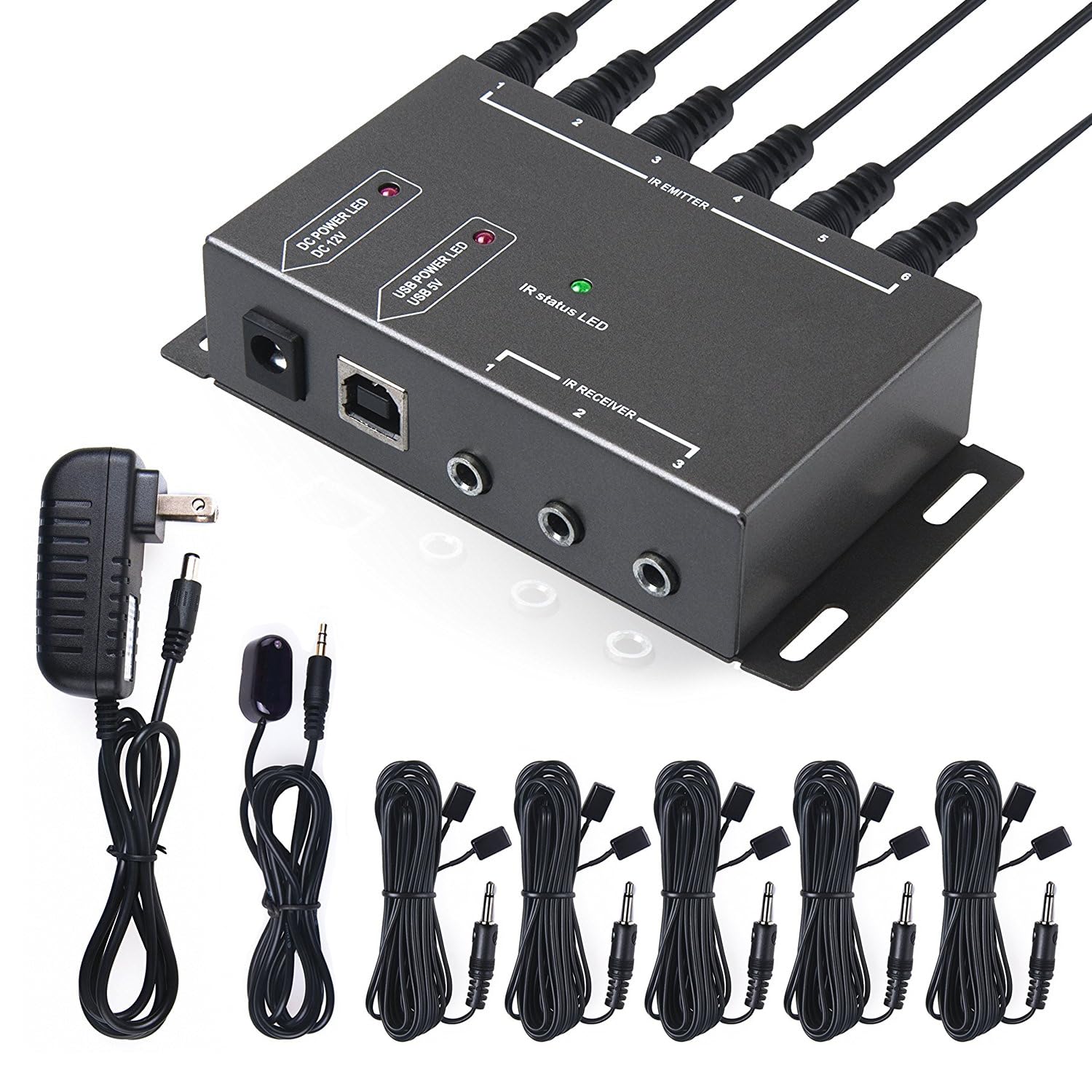 Photo 1 of IR Repeater Infrared Repeater System Kit Control Up to 10 Devices Hidden IR Remote Extender Set for Set-top Box, Amplifier, Receiver, DVD, AVR, Blu-ray Player, More