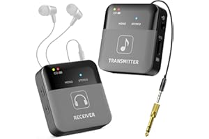 SINWE P12 Wireless in Ear Monitor System, 2.4GHz Wireless IEM System - 24bit/48kHz HD OTG Monitoring, Auto-Pairing Transmitter & Beltpack Receiver for Live Stage, Church, Studio