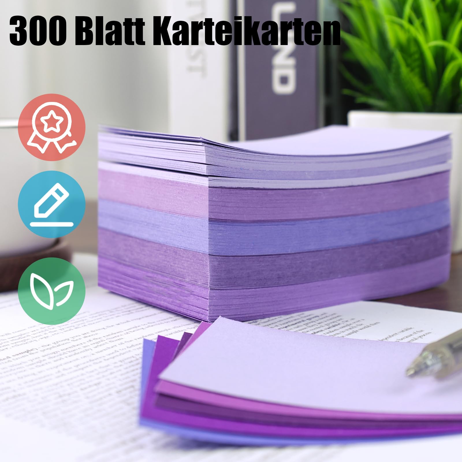 Koogel 300 Blatt Karteikarten, Blanko Karteikarten 12,5 x 7,5 cm Bunte Karteikarten 5 Farben Notizkarten Lernkarten für Schule Lernen Büro Spielkarten