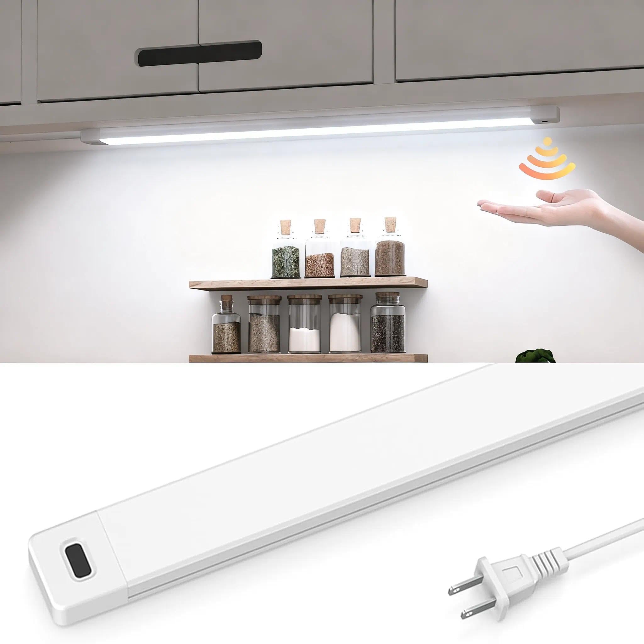 Photo 1 of MYPLUS 16 Inch Under Cabinet Lights with Hand Wave, Under Counter Lighting 5000K Cold White,Dimmable,Plug and Play,LED Lights for Kitchen Cabinet, Cupboard, Closet, Desk