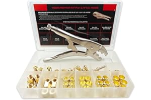 PIDNSROZO 54PCS PK-26 1/4" I.D. Torch Hose Repair Kit, Air Hose Repair Kit for Torch Hose/Oxygen Acetylene/Air Hose, 1/4" Hose Repair Kit Include Fittings/Crimping Tool/Ferrules/Couplers/Braces/Splicers/Nipples