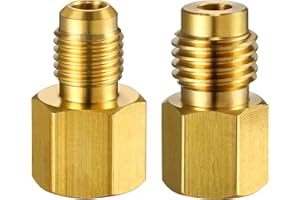 Nawwgy 2 Pieces 6015 R134A Brass Refrigerant Adapter to Fitting Adapter Female to 1/4 Male Adaptor Adapter
