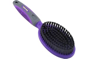Hertzko Bristle Brush For Dogs and Cats with Long or Short Hair - Dense Bristles Remove Loose Hair from Top Coat, Removes Tangles, Dander, Dust, Trapped Dirt and Dead Undercoat (Single Sided)