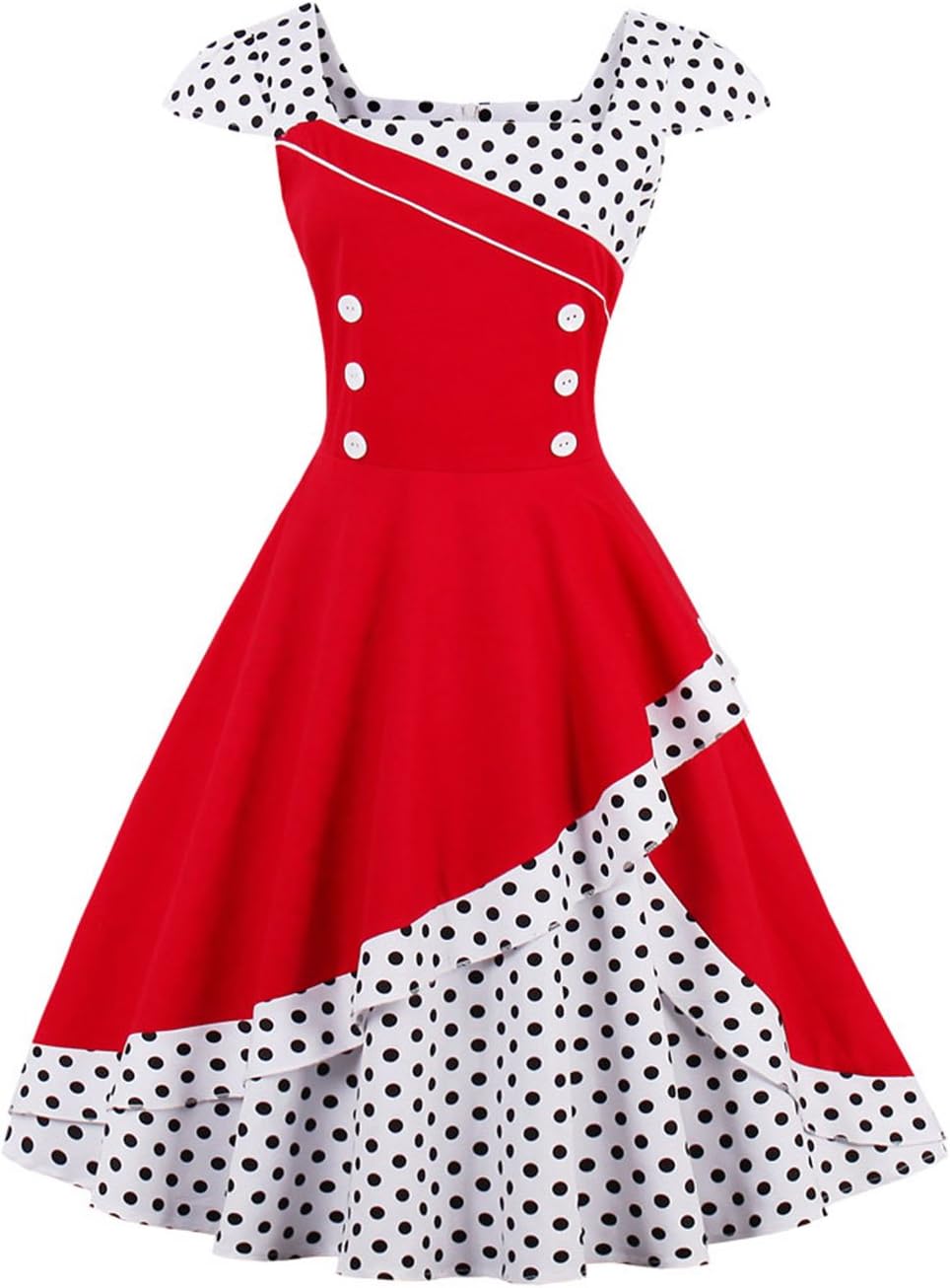 1950S Audrey Retro Vintage Dresses for Women Polka Dot Cocktail Cap Sleeve
