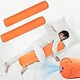 ONTYZZ Inflatable Short Body Pillow, Short Pillow for Bed, Oval Bolster Pillow for Good Sleeping and Back/Neck Support, 2pcs Orange