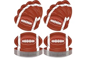 QIYANPAX 100 Pieces Football Plates Football Shaped Disposable Paper Plates Football Party Supplies for Football Party Decorations Gameday Tailgate Party Decorations, Medium