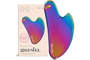 Kitsch Stainless Steel Gua Sha Facial Tools - Lymphatic Drainage Massager for Face & Chin, Jawline Shaper, Double Chin Reducer, Guasha Tool for Face Massager, Skin Care Tools - Irridescent