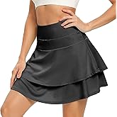 WOWENY Women's Athletic Pleated Tennis Skirt Ladies Active Layered Skort with Pocket Running Golf Skirt with Ruffle