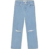 Calvin Klein Girls 5-Pocket Seamed Wide Leg Denim Jean, Zipper Fly & Button Closure
