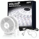 VOLIVO White LED Strip Lights, 50ft Dimmable 24V LED Lights 6500K Bright Daylight White, Strong Adhesive, Flexible Tape Light for Mirror, Kitchen Cabinets, Bedroom
