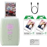 Fujifilm INSTAX Mini Link 3 Smartphone Printer | Sage Green Bundled INSTAX Mini Instant Film | 20 Exposures + Microfiber Cleaning Cloth (3 Items)