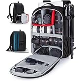 BAGSMART Camera Backpack, Expandable DSLR SLR Camera Bags for Photographers, Photography Travel Backpack with 15.6" Laptop Co