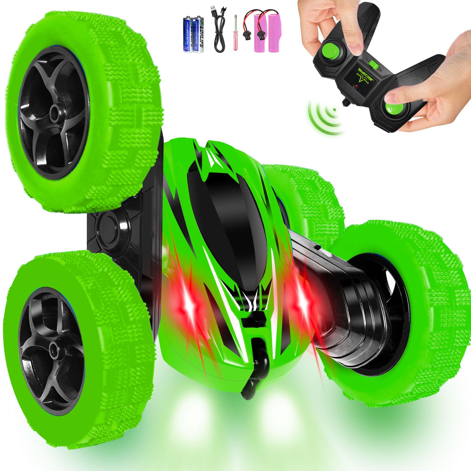 Photo 1 of FREE TO FLY Remote Control Car for Boys 8-12: 2.4Ghz Electric Rechargeable Race Stunt Cars Double Sided 360 Rolling Rotating Rotation with Led Headlights