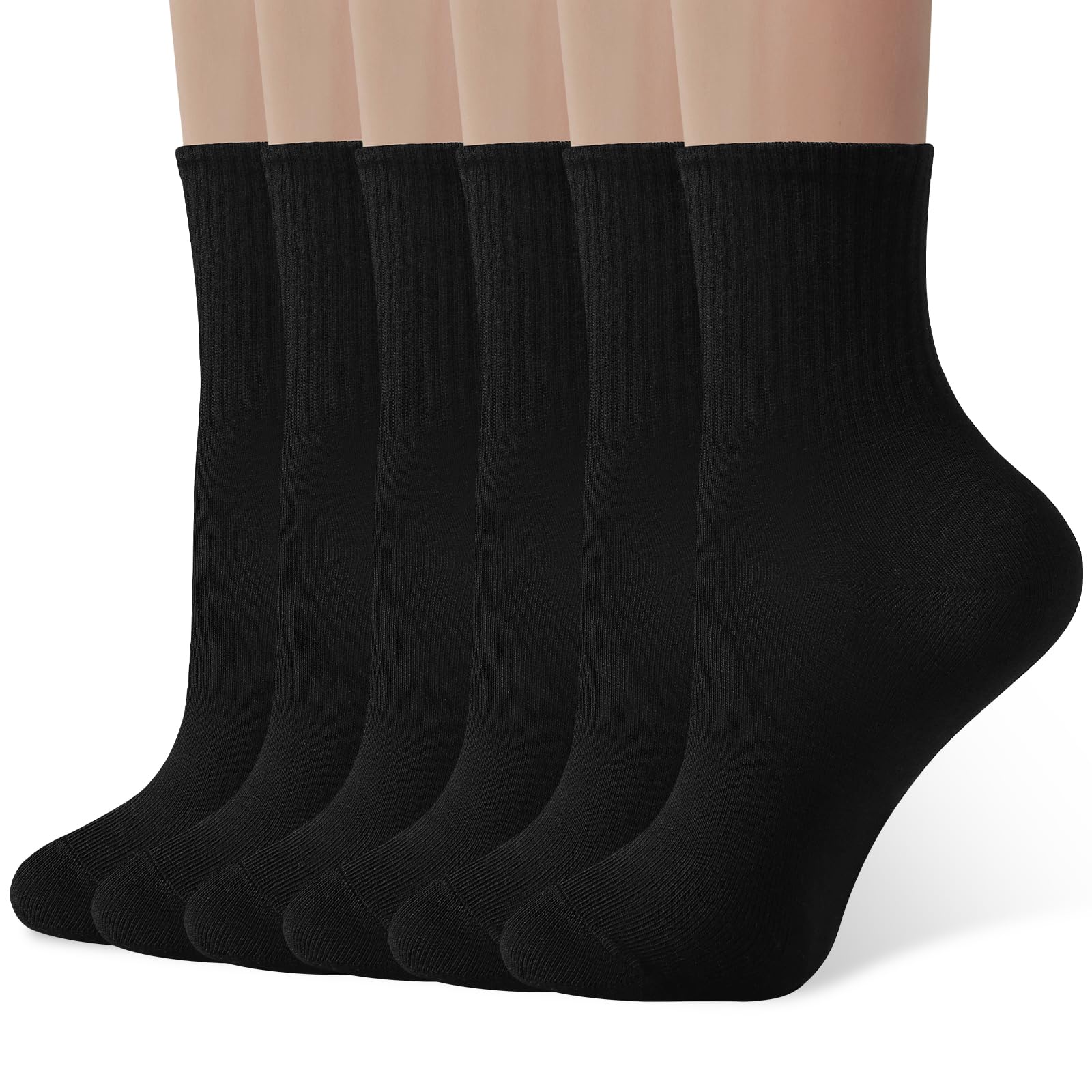 Photo 1 of ANDERE ARTE Womens Crew Socks Casual Calf Socks Cute Soft Above Ankle Black Sock 6 Pairs Size 5-10
