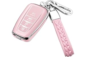 Autophone Compatible With Toyota Key Fob Cover with Keychain Soft TPU Key Shell Case,For 2019-2025 Rav4 2019-2024 Camry 4 Runner 2020-2022 Highlander Corolla Prius C-HR Avalon GT86（Chalk Pink）