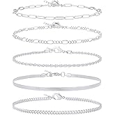AOZEL Gold/Silver Plated Anklet Bracelets for Women Waterproof Plus Size Cuban Link Chain Ankle Bracelet for Large Ankle 9-12inch