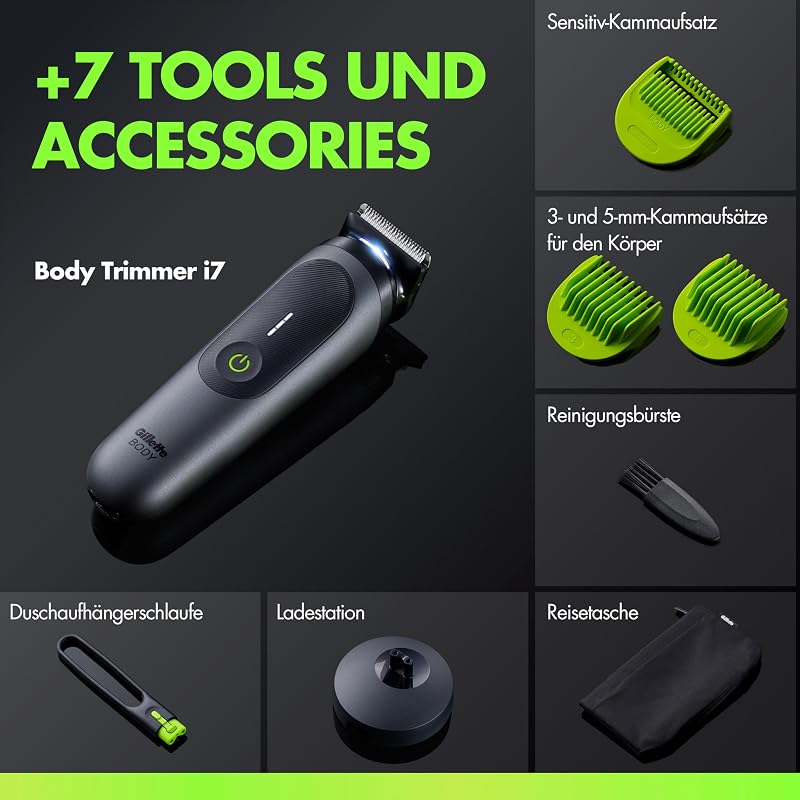 Labs i7 Body + Intimate Trimmer Herren, Schwarz/Grün