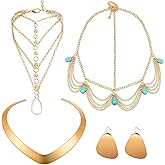 Leumoi Princess Jasmine Costume Accessories Gold Choker Necklace Earring Tassel Bracelet Head Chain Halloween Arabian Princess Jasmine Jewelry Set for Women