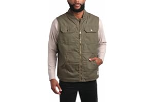 Bass Creek Outfitters Men's Duck Canvas Vest - 100% Cotton Heavyweight Sherpa Lined Workwear Vest for Men (Sizes: M-XXL)