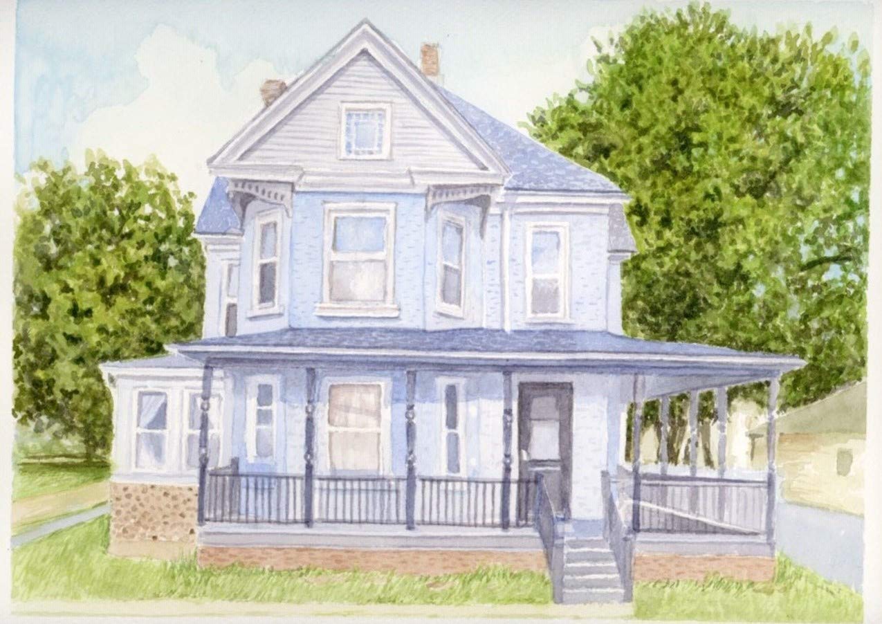 House Watercolor DIGITAL Home Drawing Custom House Drawing House