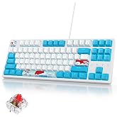 iRoboosta 75% Mechanical Gaming Keyboard with Red Switch, RGB LED Backlit Keyboard White and Blue, 87 Keys Compact TKL Wired Computer Keyboard for Windows Laptop PC Gamer (87 Sea)