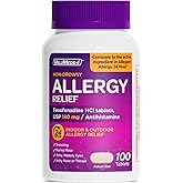 ValuMeds | Compare to Allegra | Fexofenadine HCl 180mg | 24-Hour Allergy Relief, Non-Drowsy Antihistamine Generic Medicine for Allergies, Hay Fever, Itchy Eyes | for Kids & Adults (100 Count)