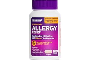 ValuMeds Fexofenadine HCl 180mg | Compare to Allegra | 24-Hour Allergy Relief, Non-Drowsy Antihistamine Generic Medicine for Allergies, Hay Fever, Itchy Eyes | for Kids & Adults (100-Count)