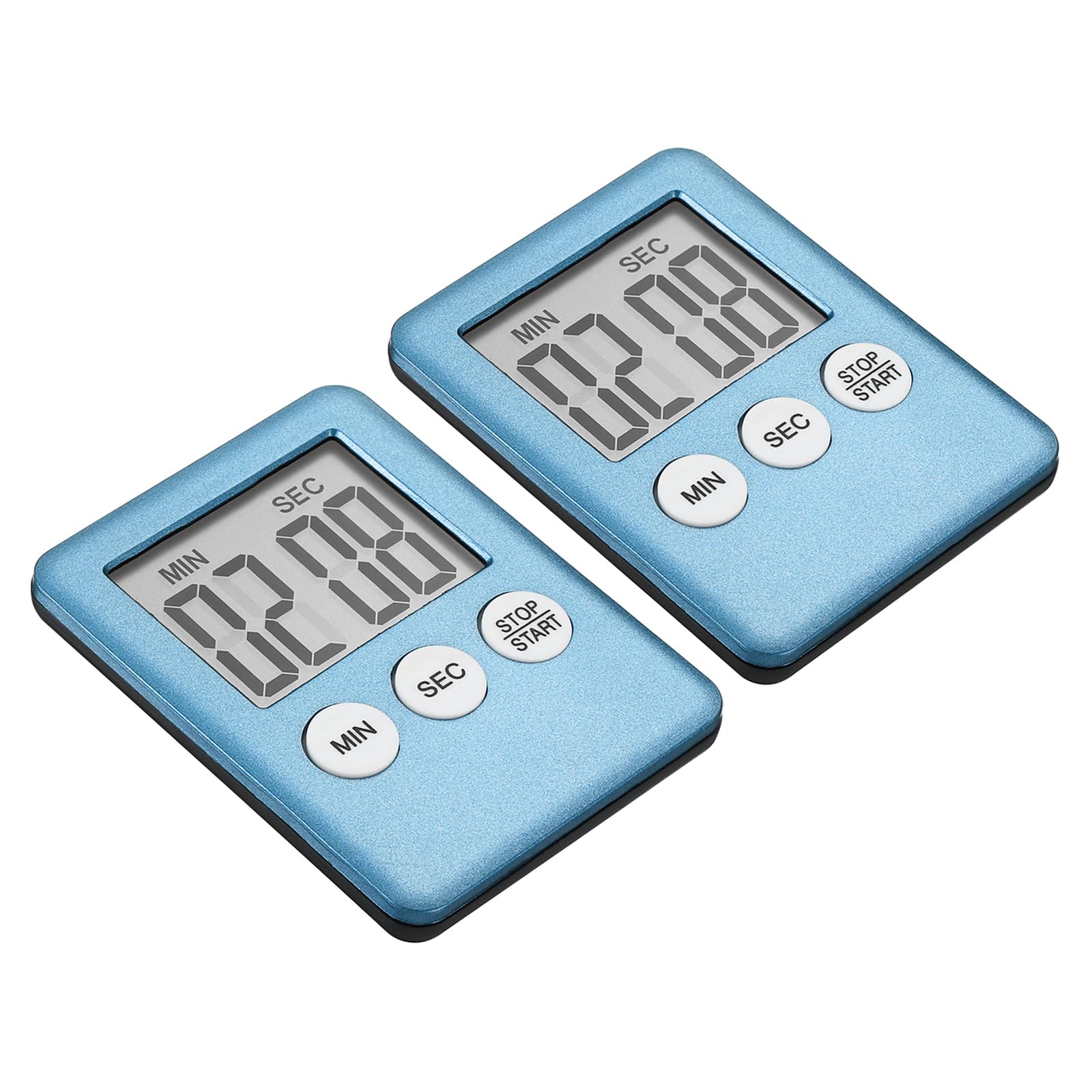 PATIKIL Digital Timer, 2Pcs Small Count Down/UP Clock with Magnetic, Big LCD Display Loud Sounds Minute Second Kitchen Timer for Games, Cooking, Blue