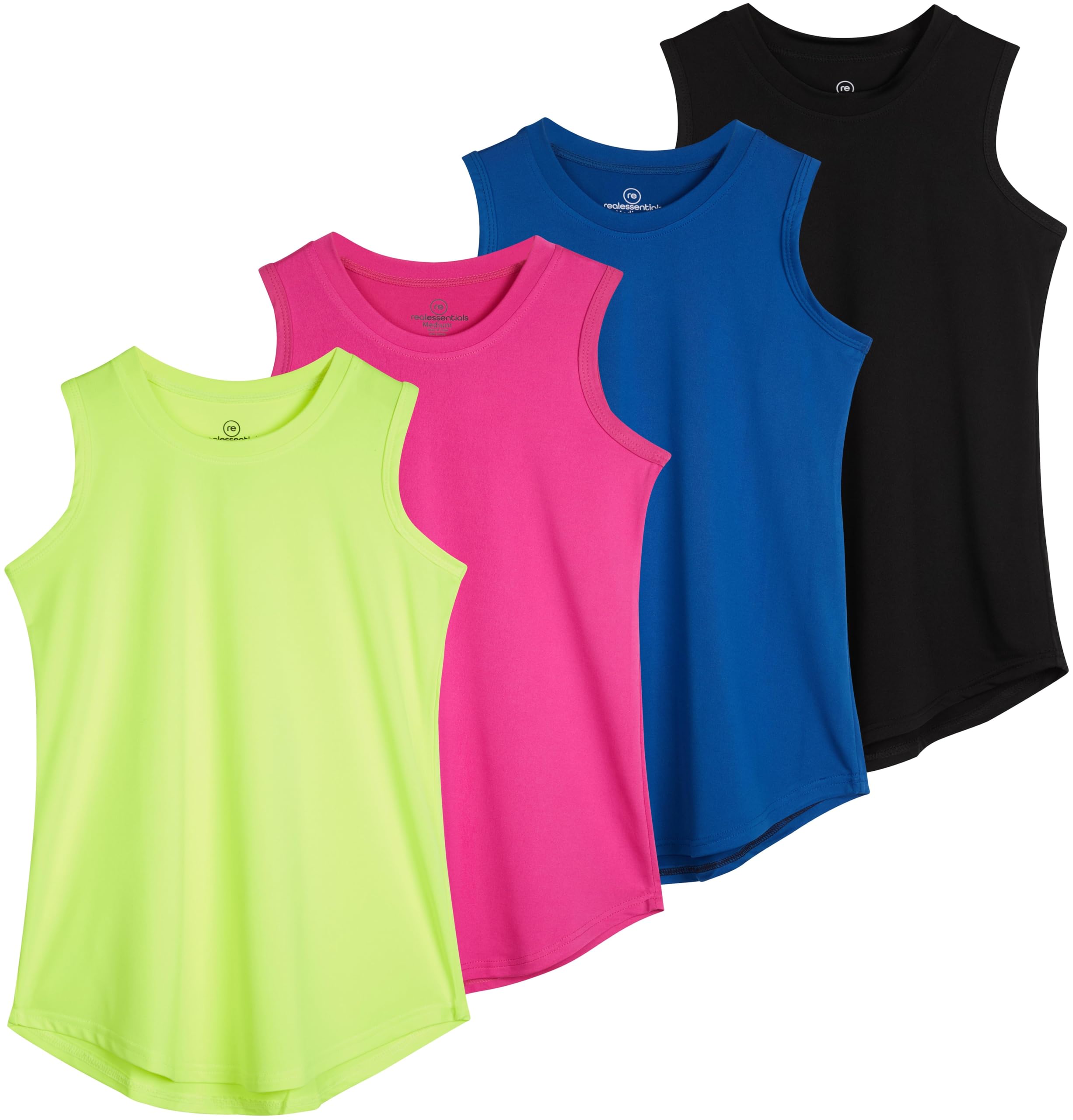 Photo 1 of 4 Pack: Girls Active Athletic Quick Dry Fit Tank Top Tee Essentials Soccer Sports Tops Tees Shirts Tshirts Gym Young Teen Yoga Gymnastics Sleeveless Summer Essentials Undershirts - Set 5, XL (16)