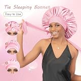 BONNET QUEEN Silk Bonnet for Sleeping Pink Medium Satin Hair Wrap view 4