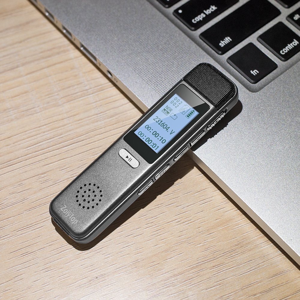 Digital Voice Recorder, ZoiyTop 8GB 3072Kbps Sound Audio Recorder Dictaphone,Double Microphone HD Recording,Premium Quality Metal Casing,Noise Cancelling, MP3 Player