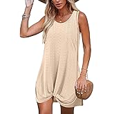 BKRIVE Swimsuit Coverup Summer Dresses for Women Vacation Essentials Eyelet Crew Neck Loose Sleeveless Twisted Dresses