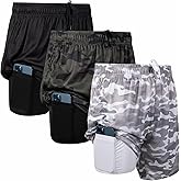 Ultra Performance 3 Pack Mens 2 in 1 Athletic Running Shorts 7 inch Inseam Workout Gym Compression Shorts for Men