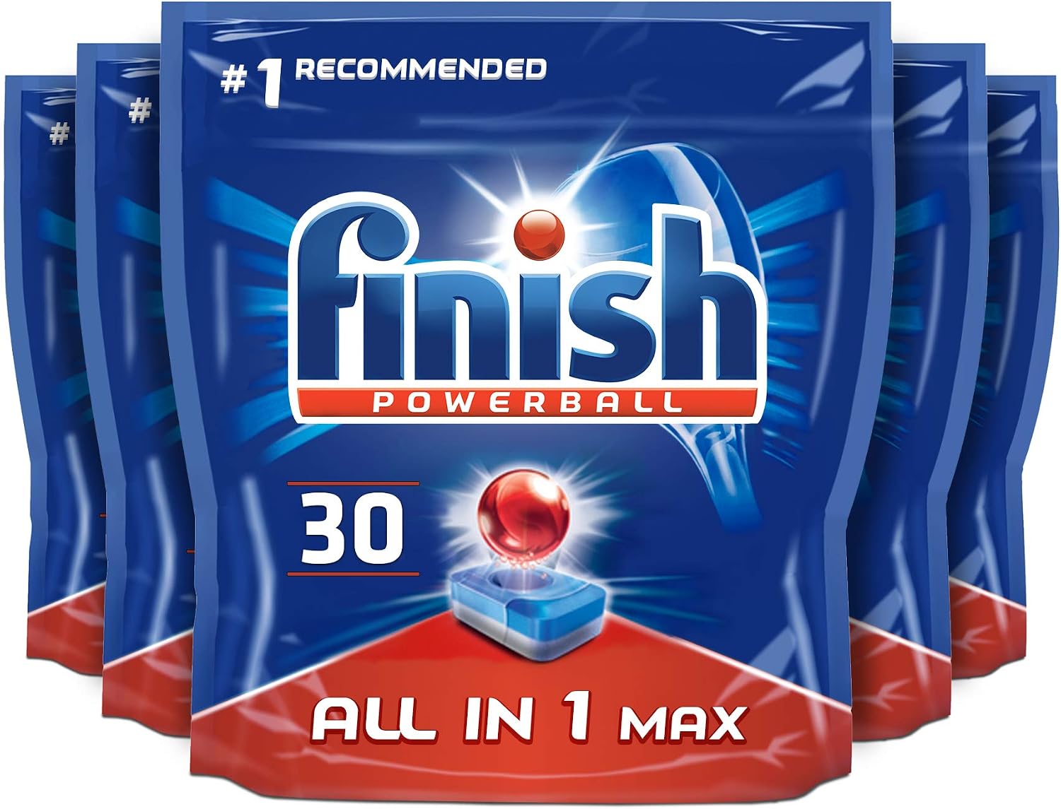 Finish Powerball All In 1 Max, 150 Tabs (30 x 5 pck), Fresh Scent, Everyday Clean and Shine