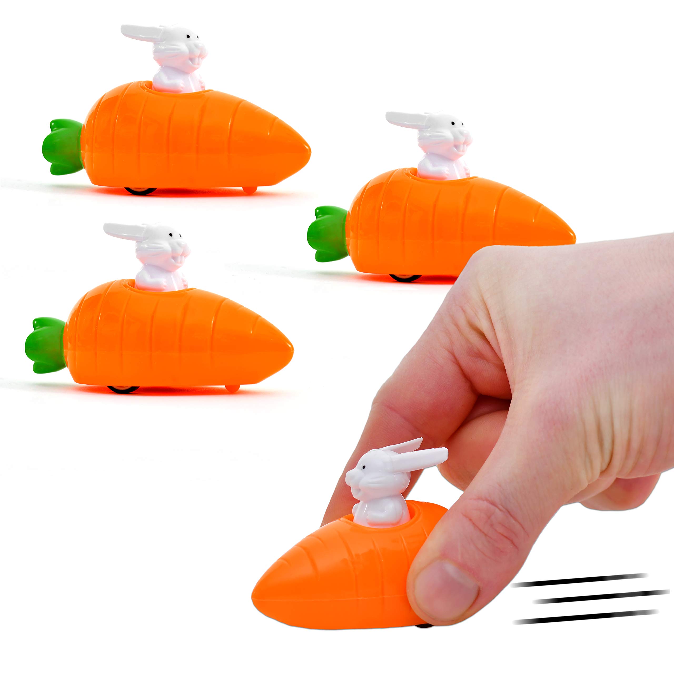 8 x Wind-Up Rabbits with Carrot in a Set, Wind-Up Easter Bunnies as Gifts, Party Bags, Guest Favours, Driving Rabbits, Perfect as Easter Gift for Children, Ideal for Boys and Girls