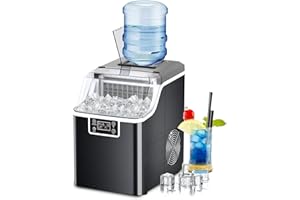 Kndko Ice Makers Countertop 45lbs,2-Ways Add Water,Ice Maker Self Cleaning,Ice Size Control,24H Timer,Party Countertop Ice Maker for Home Bar RV,Stainless Steel Ice Maker Machine,Black