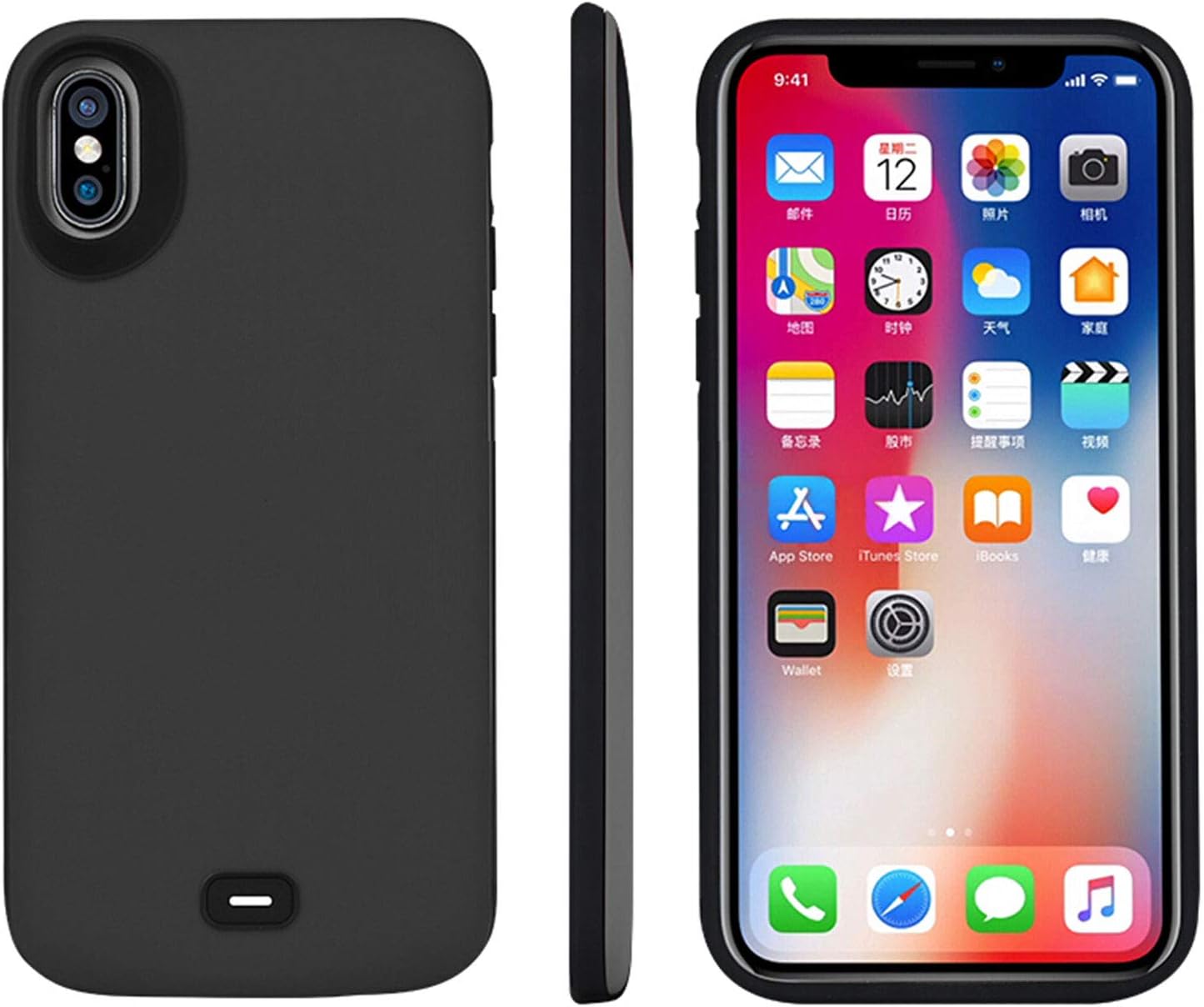 HQXHB Battery Case for iPhone XS/X / 10, [5000mAh] Rechargeable Battery Charging Case Portable Charger Case Extended Battery for iPhone X/XS /10 Support Headphone [5.8 inch] - Black