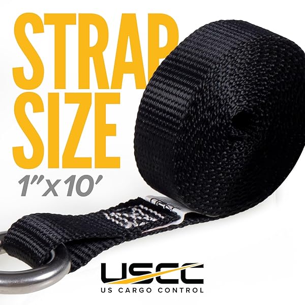 US CARGO CONTROL STAINLESS STEEL RATCHET STRAPS WITH CARABINER HOOKS 1″ X 10′ (4-PACK), 500 LBS BREAK STRENGTH, MARINE TIE DOWN STRAPS FOR BOATS, ATVS, TREES, CAMPING, SNOW & SALTWATER APPLICATIONS