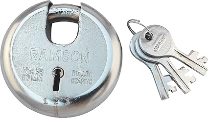 Ramson 6 Levers Steel Lock with 3 Keys (Silver, 4 Pieces)