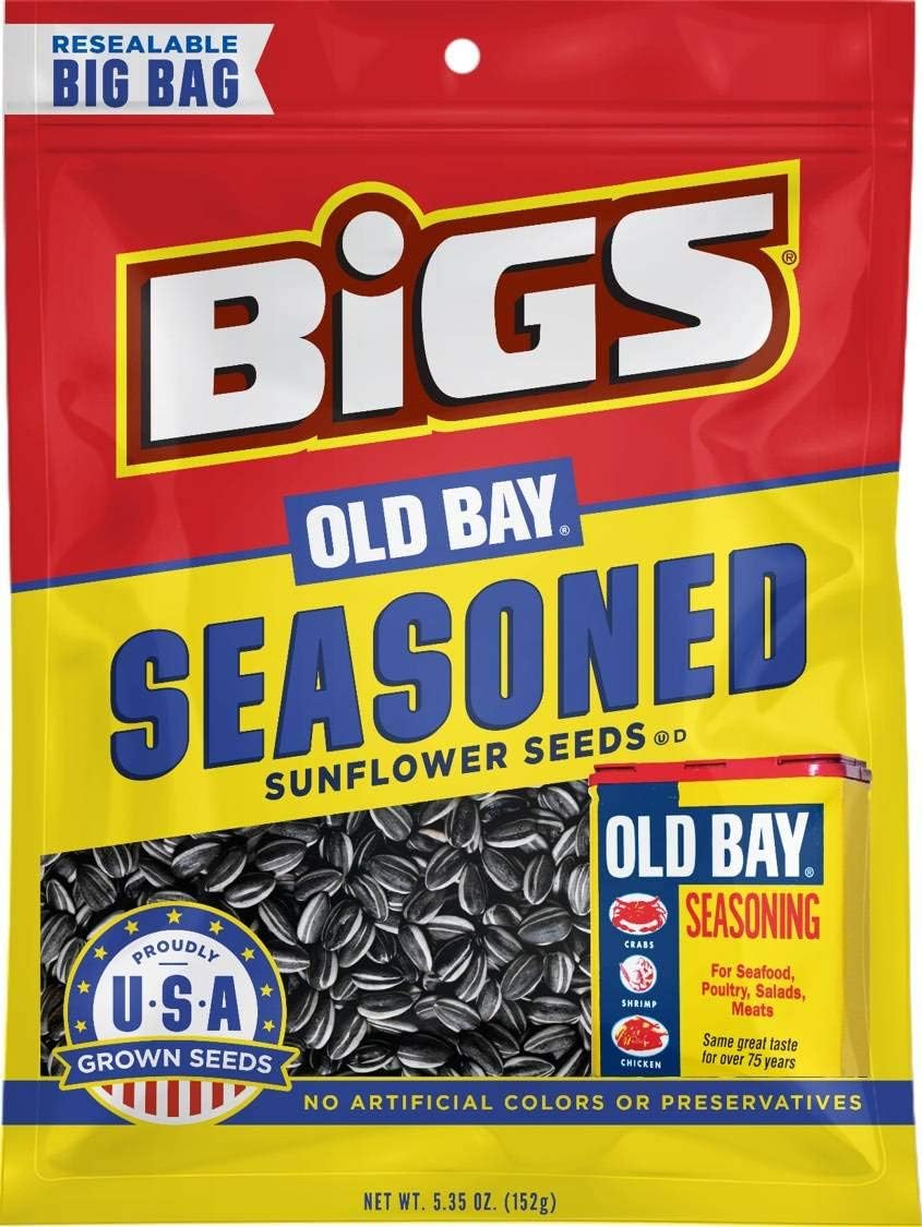 Bigs Old Bay Catch of the Day Seasoned Sunflower Seeds, 5.35 Ounce -- 48 per case.