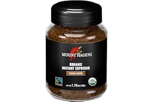 Mount Hagen Instant Espresso Coffee, Eco-friendly Organic Espresso Coffee Made From Medium Roast Arabica Beans, Freeze Dried Instant Coffee, Fair-Trade, Kosher, 1.76oz Jar