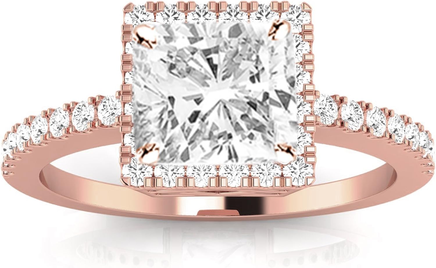 1 04 Carat 14k Rose Gold Square Halo Style Single Row Cushion Cut