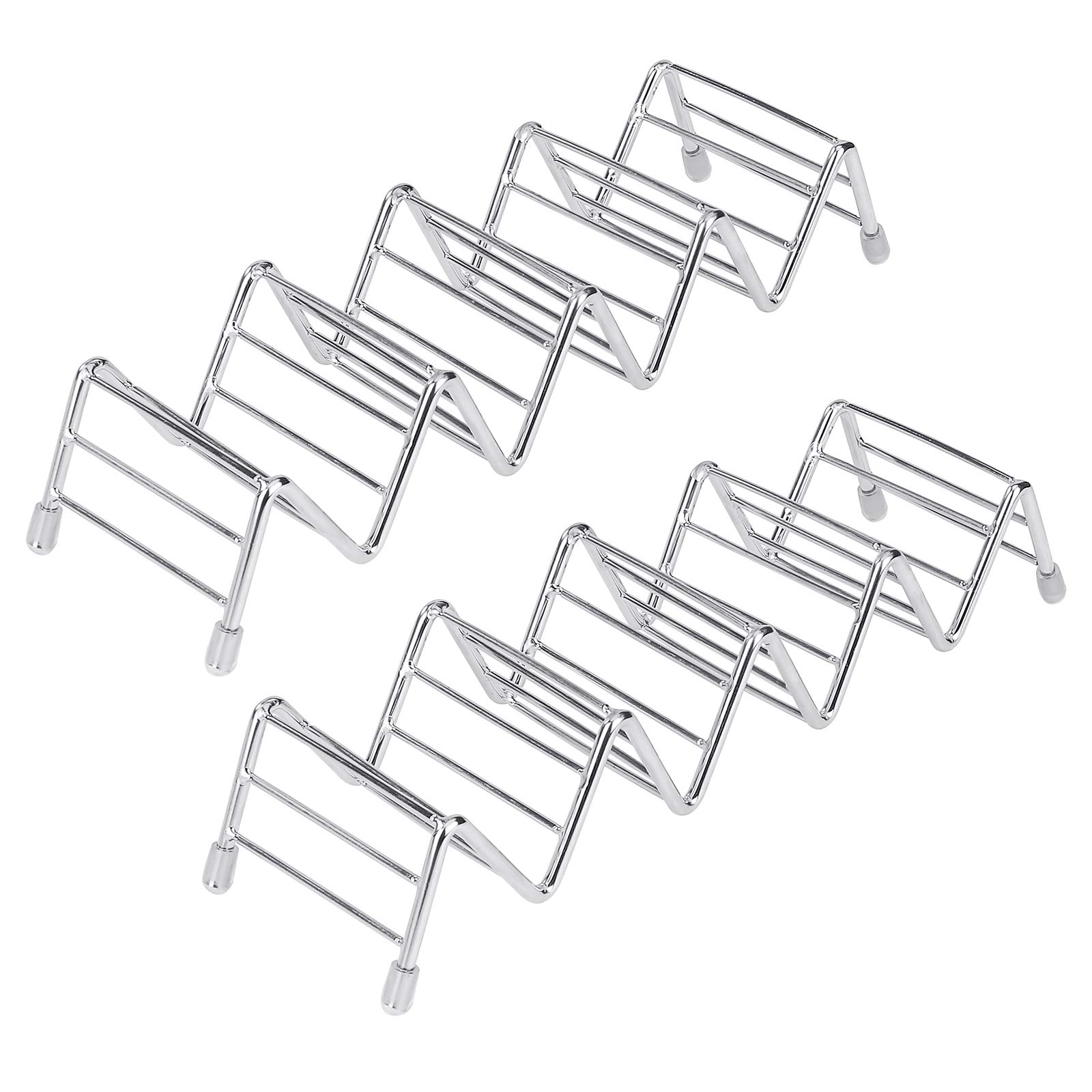 MengH-SHOP Taco Holder Stainless Steel 4 Pockets Taco Holder Wave Shape Tools Kitchen Gadget for Hard or Soft Shell Tacos Hot Dog 2 Pieces