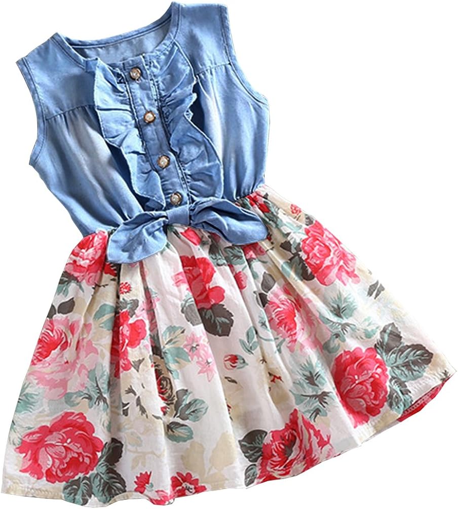 denim dress with flowers