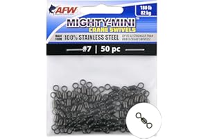 AFW American Fishing Wire Mighty Mini Snap Crane Swivels - 100% Stainless Steel, 3X Stronger Than Brass, Up to 600lb Test - Essential Fishing Gear for Every Tackle Box - Ideal for Any Fishing Line Leader